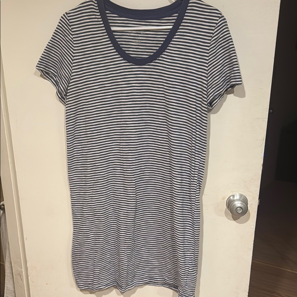 Striped Navy and White T-Shirt Dress